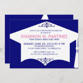 ホワイト&ブルー卒業ハットグラードパーティー 招待状 (正面/裏面)