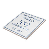 ホワイト&ブルー日付確立アドレスハウスプラーク タイル (側面)