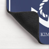 ホワイト&ブルー航海のボートいかり マウスパッド (コーナー)