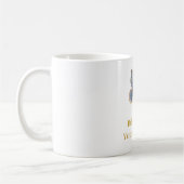 ホワイト ブルー クリーム 蝶 ゴールドの夢 コーヒーマグカップ (左)