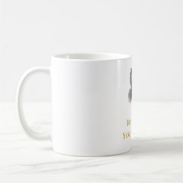 ホワイト ブルー クリーム 蝶 ゴールドの夢 コーヒーマグカップ