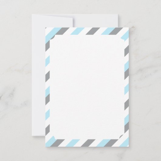 ホワイト、ブルー、グレーストライプのゾウ – ありがとう サンキューカード (裏面)