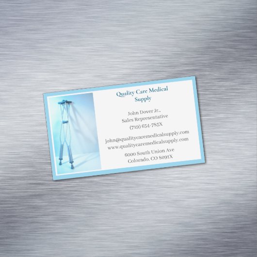 ホワイト・ブルー・松葉杖シニアイ気にンパシュメント医療 マグネット名刺 (インサイチュ)