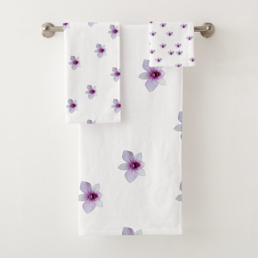 ホワイト ブロッサム パープル センター ギフト バスタオルセット (インサイチュ)