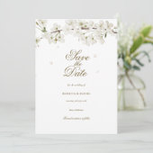 ホワイト・ブロッサム・フラワーの結婚式延期案内状 セーブザデート (スタンド正面)