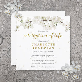 ホワイト ブロッサム フローラル お別れ会 生命の祝祭 招待状