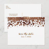 ホワイト&ブロンズ紙吹雪ドットグラマーきらめく 案内ポストカード (正面/裏面)