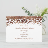 ホワイト & ブロンズ コンフェッティ ドット グラマラス シマー 招待状 (スタンド正面)