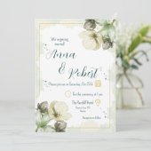 ホワイト ヘレボア 水彩 フラワーズ ウェディング 招待状 (スタンド正面)