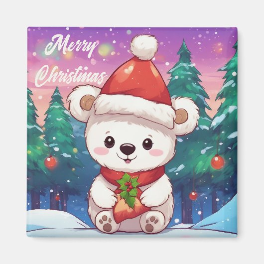 ホワイト ベビー シロクマ クリスマス マグネット (正面)