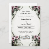 ホワイト&ベージュフローラ結婚式招待状 招待状 (正面/裏面)