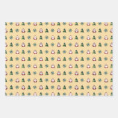 ホワイト、ペパーミント、マルジパン折り紙クリスマス ラッピングペーパーシート (正面3)