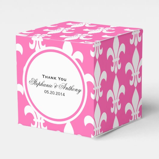 ホワイト&ホットピンク(紋章の)フラ・ダ・リありがとう フェイバーボックス (正面サイド)