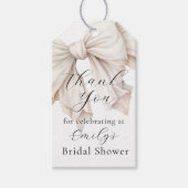 ホワイト ホワイト ボウ ブライダル シャワー 感謝 ギフトタグ (正面)