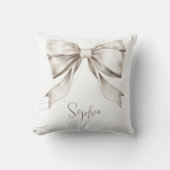 ホワイト　ボウ　リボン　ヴィンテージ　ナーサリー クッション (正面)