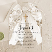 ホワイト ボウ ローズ フラワーの少女 初領聖体 アーチ アクリル招待状