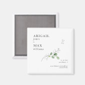 ホワイト ボタニカル ウェディング セーブ アワ デート マグネット (正面/裏面)