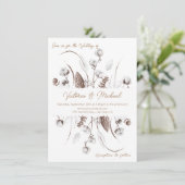 ホワイト ボタニカル フラワーのコットン ウェディング 招待状 (スタンド正面)