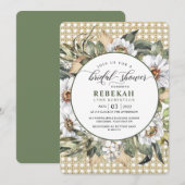 ホワイト ボタニカル ボヘミアンブライダルシャワー 招待状 (正面/裏面)