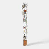 ホワイト ボヘミアン 水彩の野の花 パターン iPhoneケース (左側面)