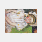 ホワイト・ボンネットの女の子,メアリー・カッサット フリースブランケット (正面(横))