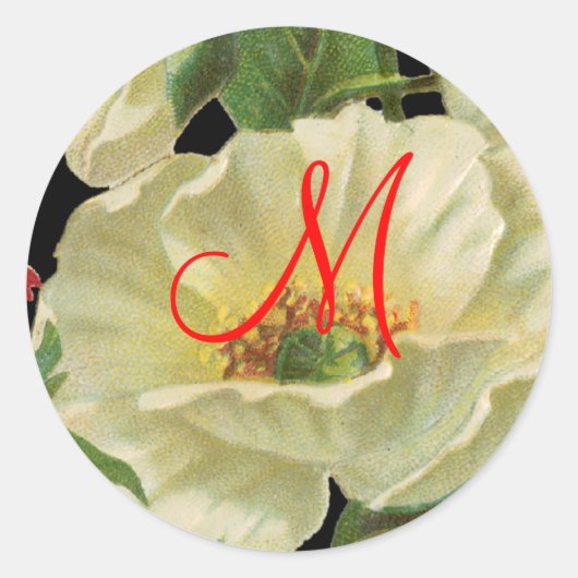 ホワイト ポピー カスタマイズ可能なステッカー ラウンドシール (正面)