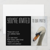 ホワイト マクロ スワン パーティー ご招待 招待状 (正面/裏面)