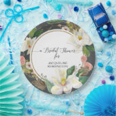 ホワイト マグノリア ウォーターカラー ゴールド ブラッシュ フローラル リーフ ペーパープレート (パーティー)