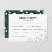 ホワイト マグノリア エメラルドグリーン RSVP エンクロージャーカード (正面/裏面)
