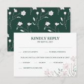 ホワイト マグノリア エメラルドグリーン RSVP カード (正面/裏面)