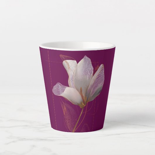ホワイト マグノリア ゴールドライン マゼンタ カフェラテマグ (正面)
