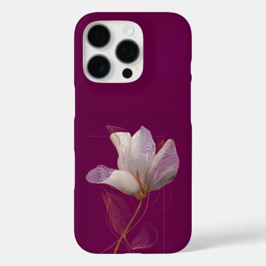 ホワイト マグノリア ゴールドライン マゼンタ Case-Mate iPhoneケース (裏面)