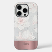 ホワイト マグノリア ペインティング ローズゴールド 名前入り Case-Mate iPhoneケース (裏面)