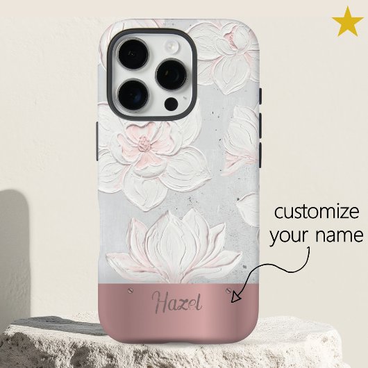 ホワイト マグノリア ペインティング ローズゴールド 名前入り Case-Mate iPhoneケース