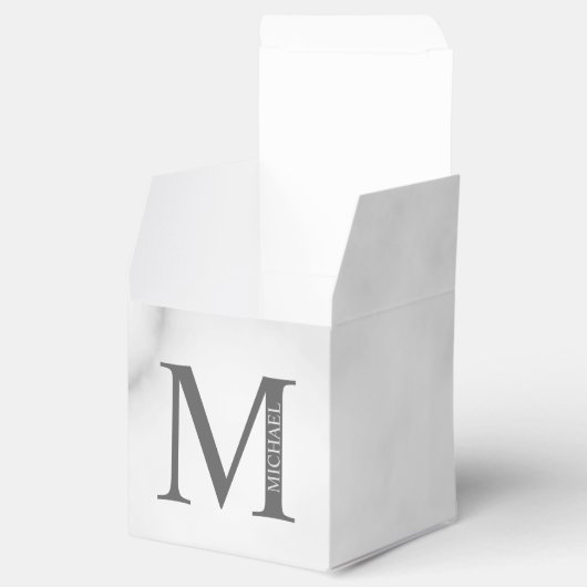 ホワイト マーブル イニシャルと名前のオーダーメイド フェイバーボックス (オープン)