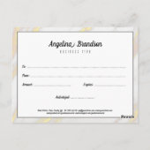 ホワイト マーブル ゴールデン ダスト ブラック レター ギフト カード (裏面)