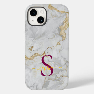 ホワイト マーブル ゴールド ラメ モノグラム Case-Mate iPhone 14ケース