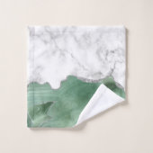 ホワイト マーブル サージュ グリーン アゲート シルバー グリッター バスタオルセット (ウォッシュタオル)