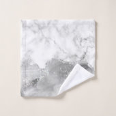 ホワイト マーブル シルバー グリッター グレー アゲート バスタオルセット (ウォッシュタオル)