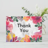 ホワイト マーブル フラワー サンキューカード (スタンド正面)