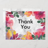 ホワイト マーブル フラワー サンキューカード (正面/裏面)