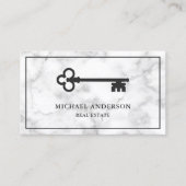 ホワイト マーブル ヴィンテージ アンティーク キー 不動産 名刺 (正面)