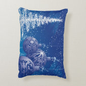 ホワイト&ミッドナイトブルークリスマスオーナメント&ツリー アクセントクッション (裏面(縦))