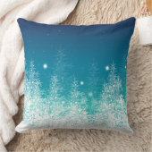 ホワイト&ミッドナイトブルークリスマススノーフレーク クッション (ブランケット)