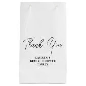 ホワイト ミニマリスト ブライダルシャワー 感謝 スモールペーパーバッグ (正面)