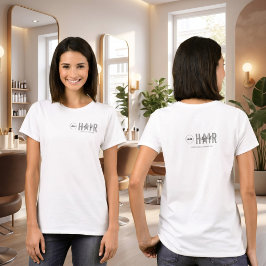 ホワイト ミニマリスト ヘアスタイリスト ロゴ 従業員 スタッフ Tシャツ