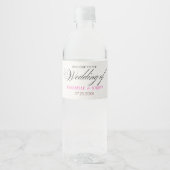 ホワイト ミニマリスト 水彩 花 結婚式 ペットボトルラベル (正面)