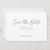 ホワイト ミニマリスト Save The Date ご案内 招待状 (正面)