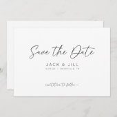 ホワイト ミニマリスト Save The Date 招待状 (正面/裏面)