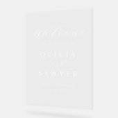 ホワイト・ミニマル結婚リストの歓迎 アクリルサイン (傾斜)